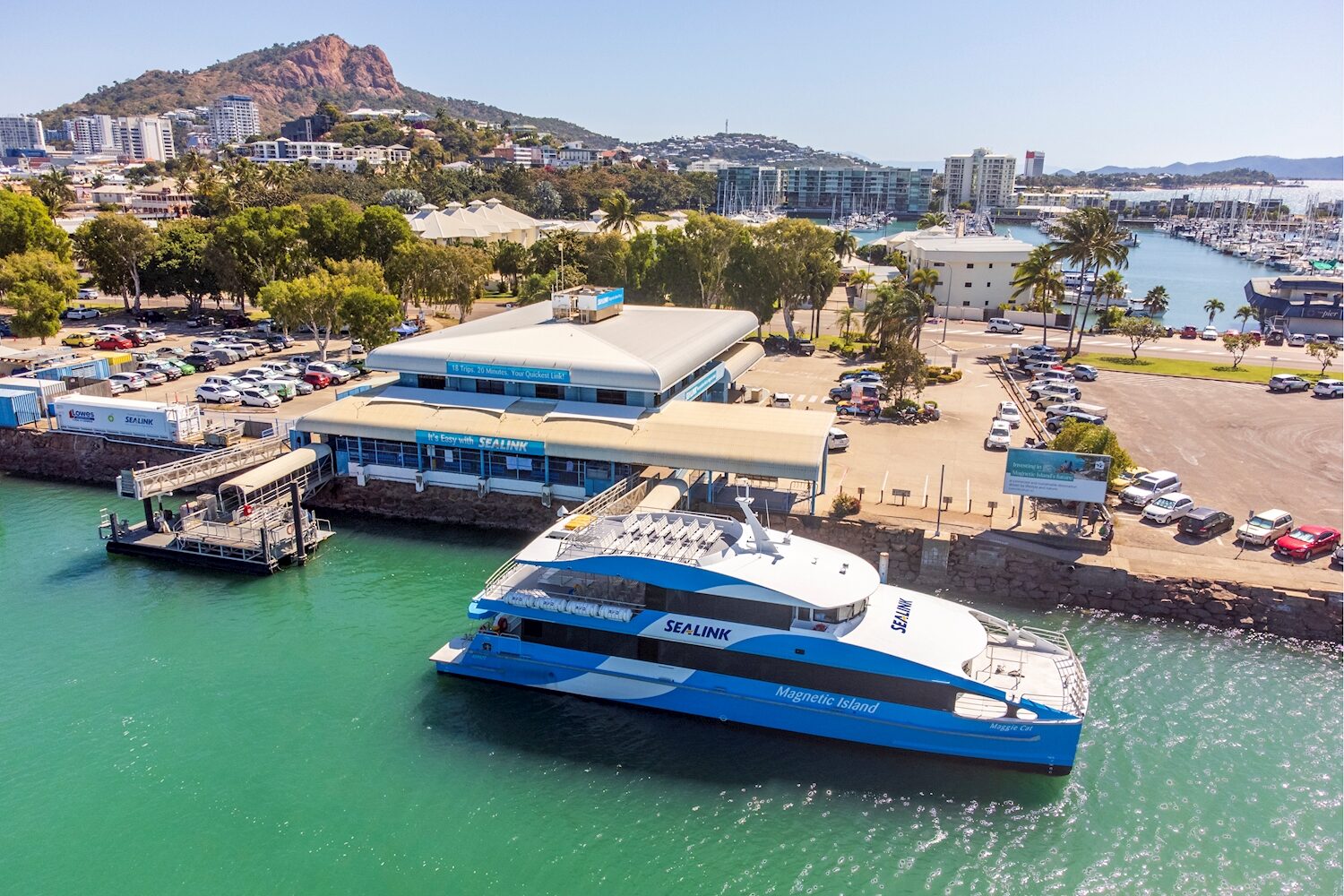 SeaLink catamaran berthed at the ferry terminal in Townsville