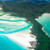 Aerial view of the swirling white sands of Hill Inlet and Whitehaven Beach