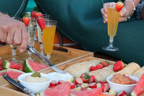 Fresh fruit and snack platter served on deck